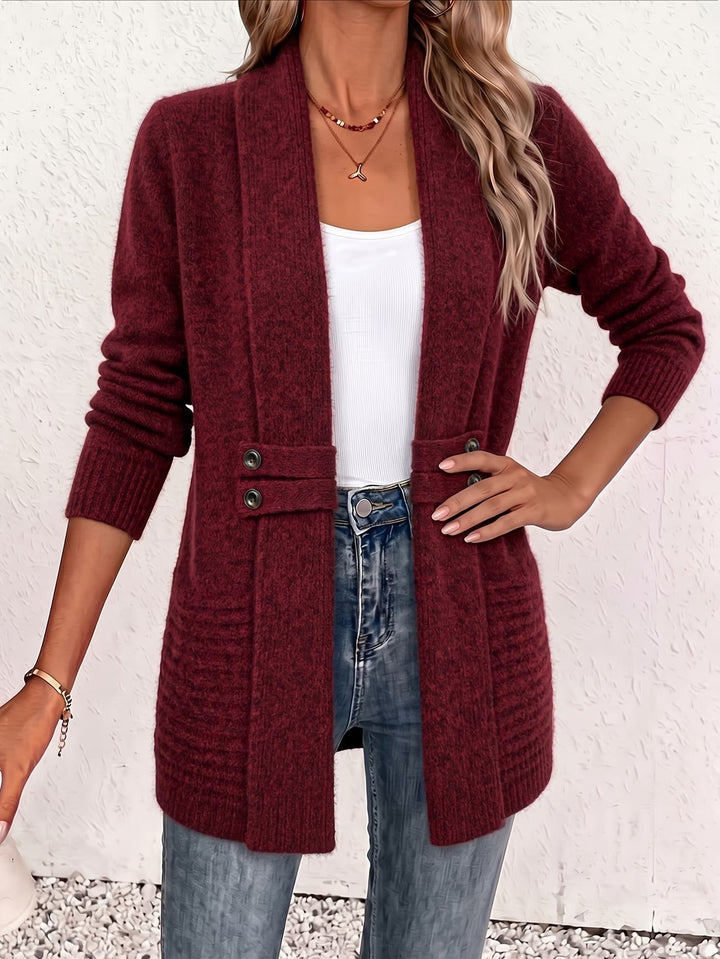 Marlowe™ | Burgundinpunainen Ribattu Neule Napitettava Cardigan