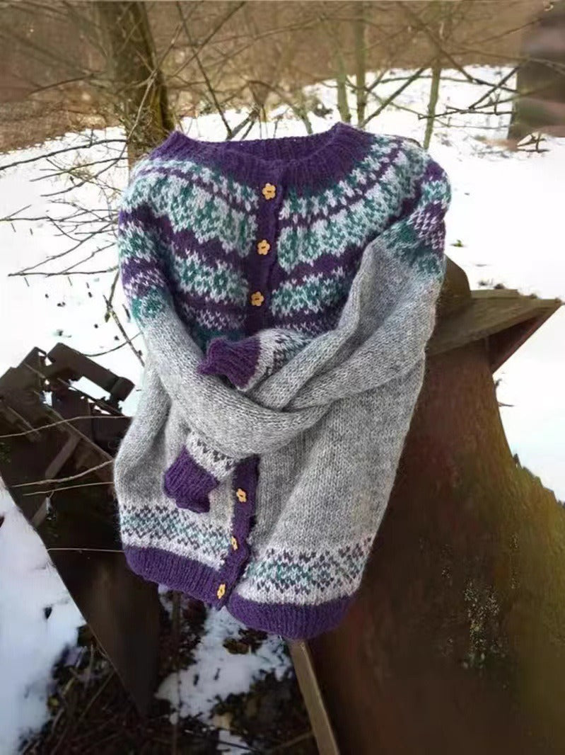 Kirsti | Harmaanvioletti neuletakki