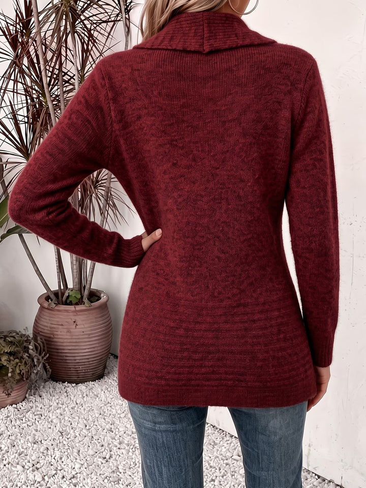 Marlowe™ | Burgundinpunainen Ribattu Neule Napitettava Cardigan