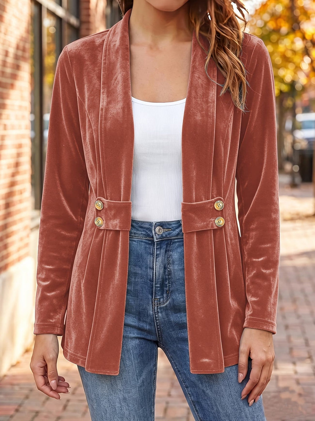 Sienna™ | Ruoste Velvet Napitettava Cardigan