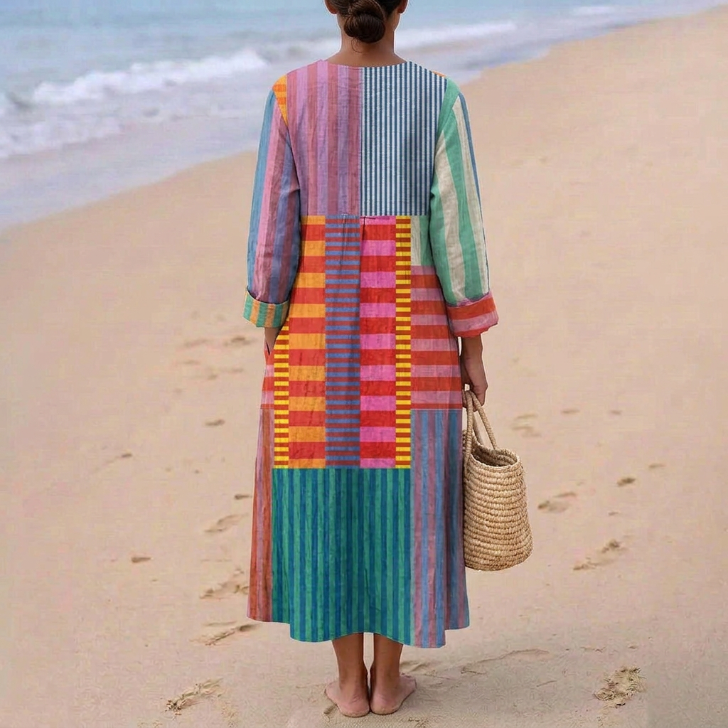 Eeva – Monivärinen Patchwork-Maksimekko