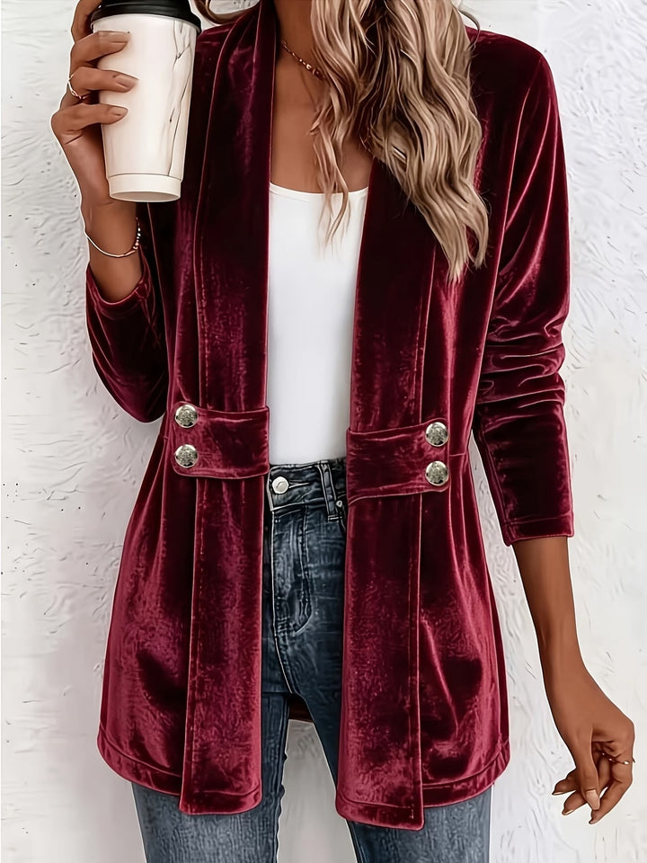 Livia™ | Viininpunainen Samettinen Napillinen Cardigan