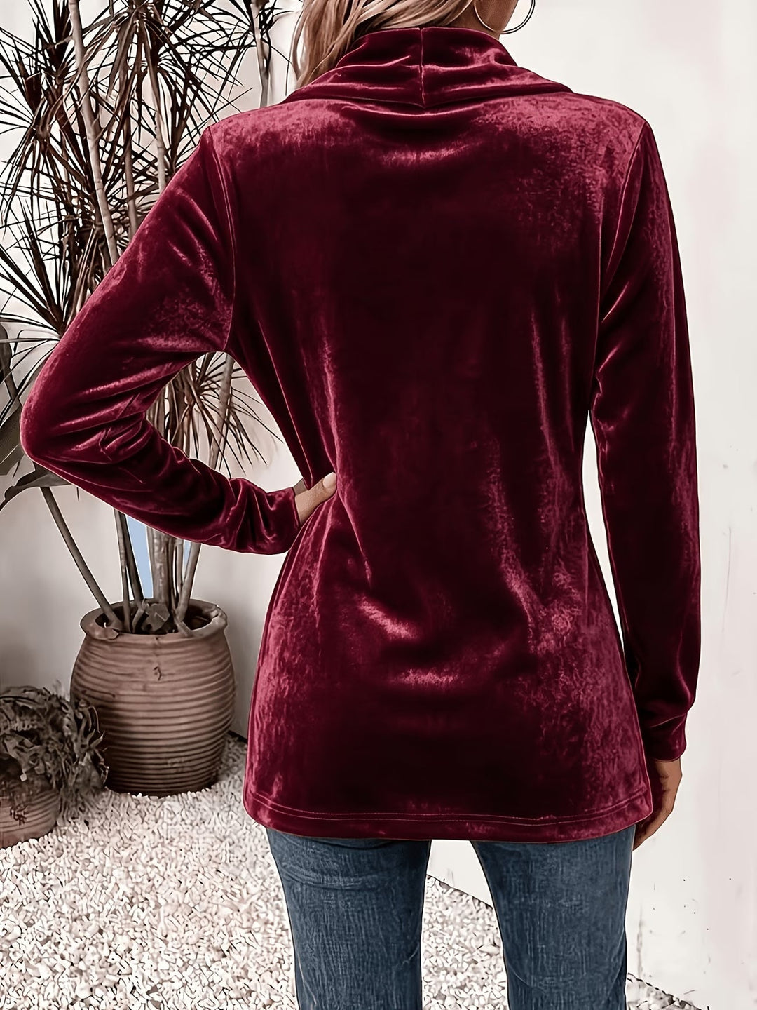 Livia™ | Viininpunainen Samettinen Napillinen Cardigan