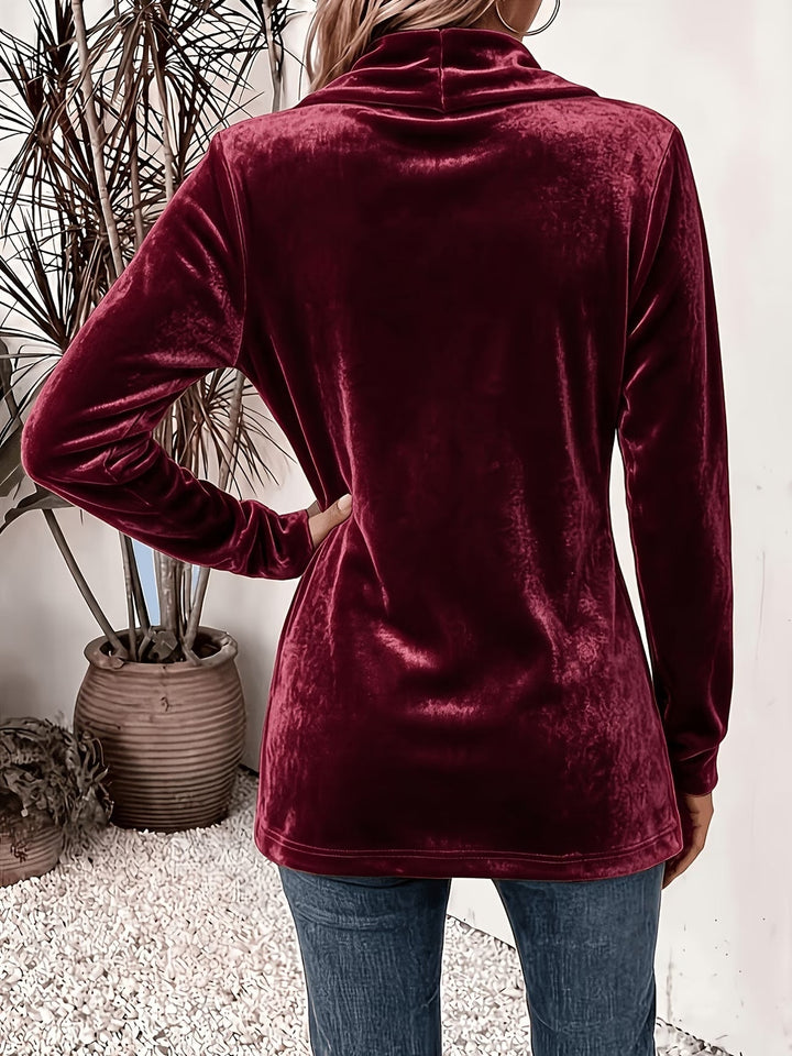 Livia™ | Viininpunainen Samettinen Napillinen Cardigan