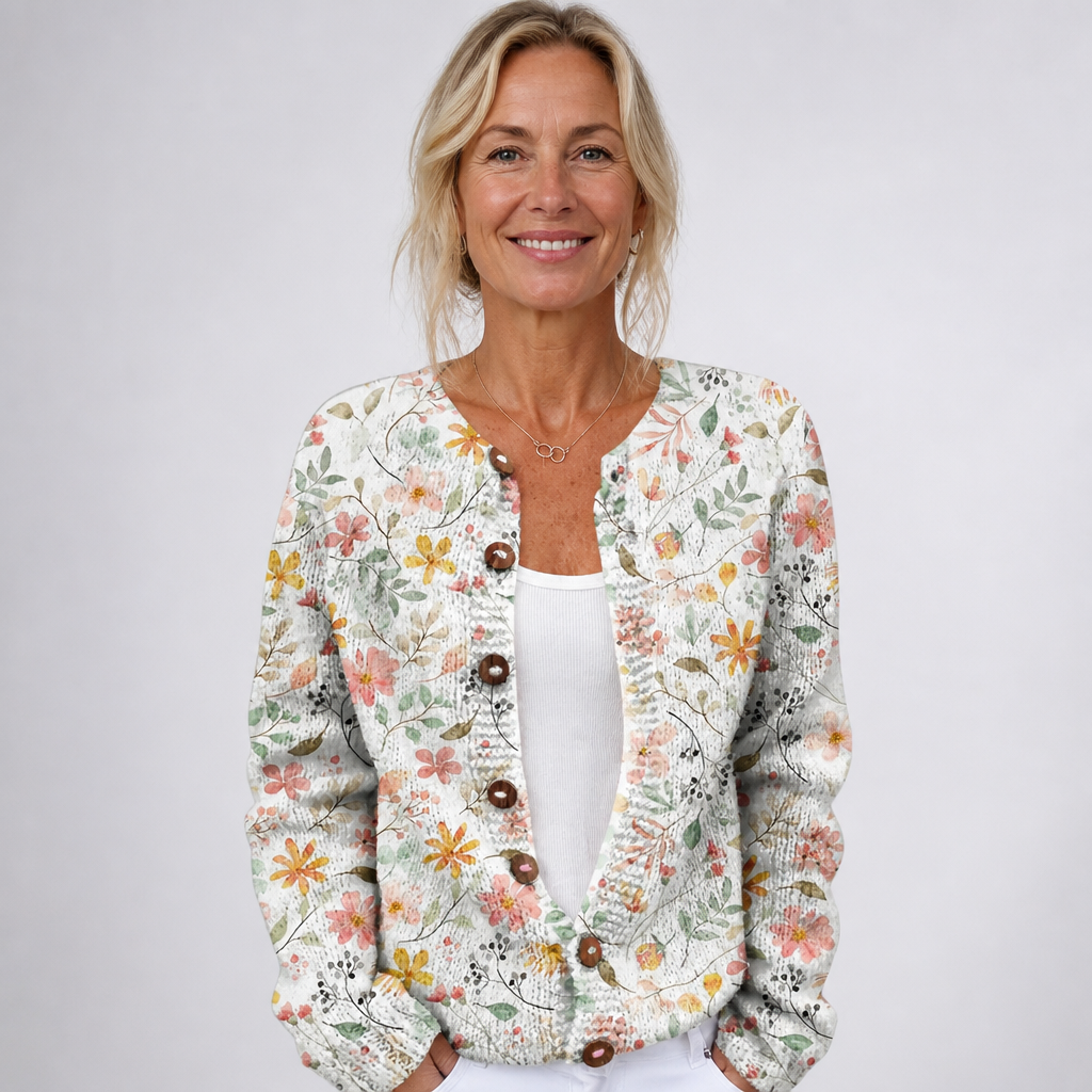 Greta | Kukkakuosinen vintageneuletakki