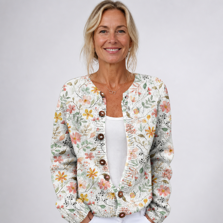 Greta | Kukkakuosinen vintageneuletakki