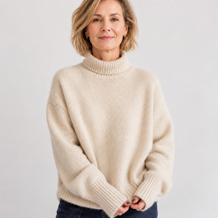 Linnea | Kashmirneule korkealla kauluksella