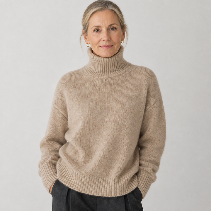 Linnea | Kashmirneule korkealla kauluksella