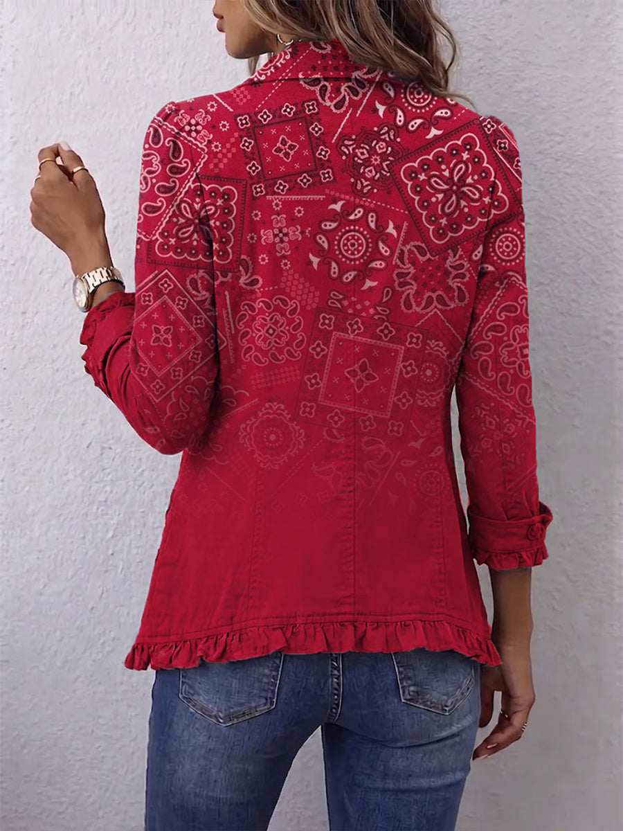 Criselle | Boheemi Paisley Ombre -kuvioitu Rypytetty Takki